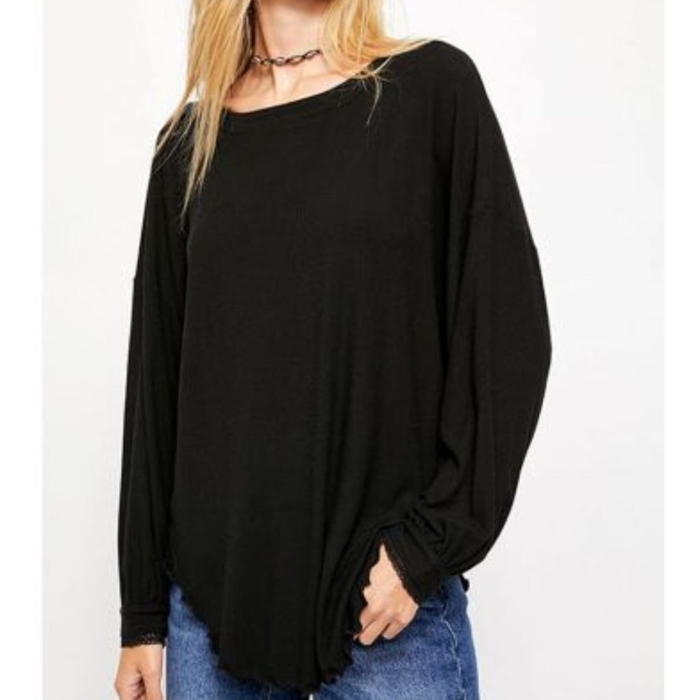 Free People Shimmy Shake Knit Top Small Cowboy Black